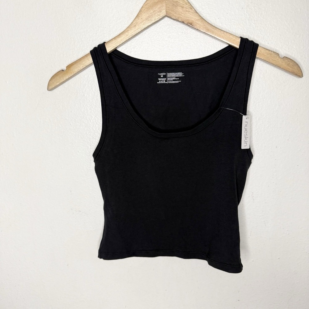 New Nueskin Black Cropped Scoop Neck Tank Top Minimalist Women's Medium